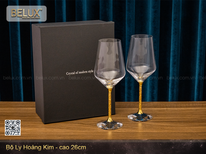 Ly Rượu Vang Pha Lê Vàng trang trí